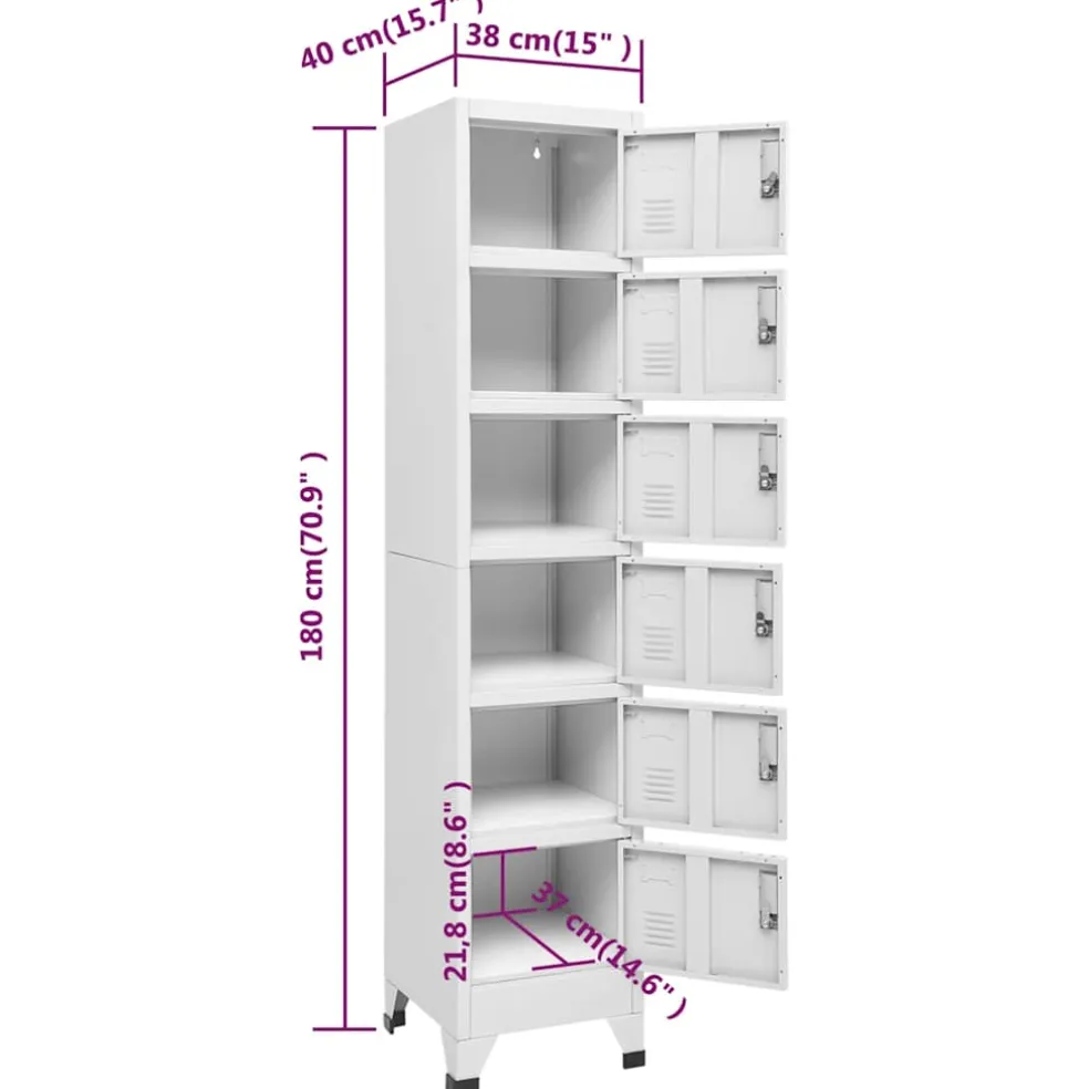 vidaXL Lockerkast 38x40x180 cm staal lichtgrijs