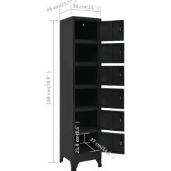 vidaXL Lockerkast 38x40x180 cm staal zwart