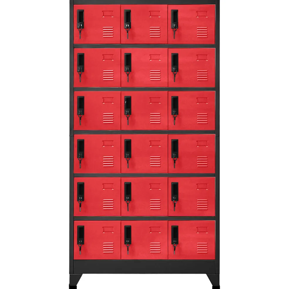 vidaXL Lockerkast 90x40x180 cm staal antracietkleurig en rood