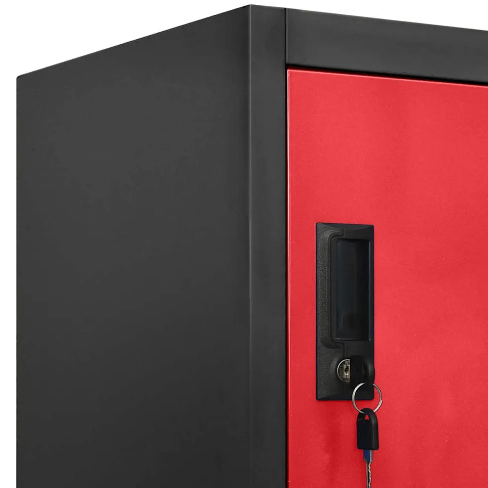 vidaXL Lockerkast 90x40x180 cm staal antracietkleurig en rood