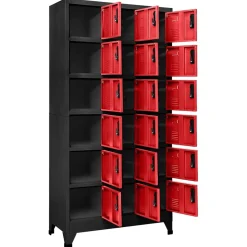 vidaXL Lockerkast 90x40x180 cm staal antracietkleurig en rood