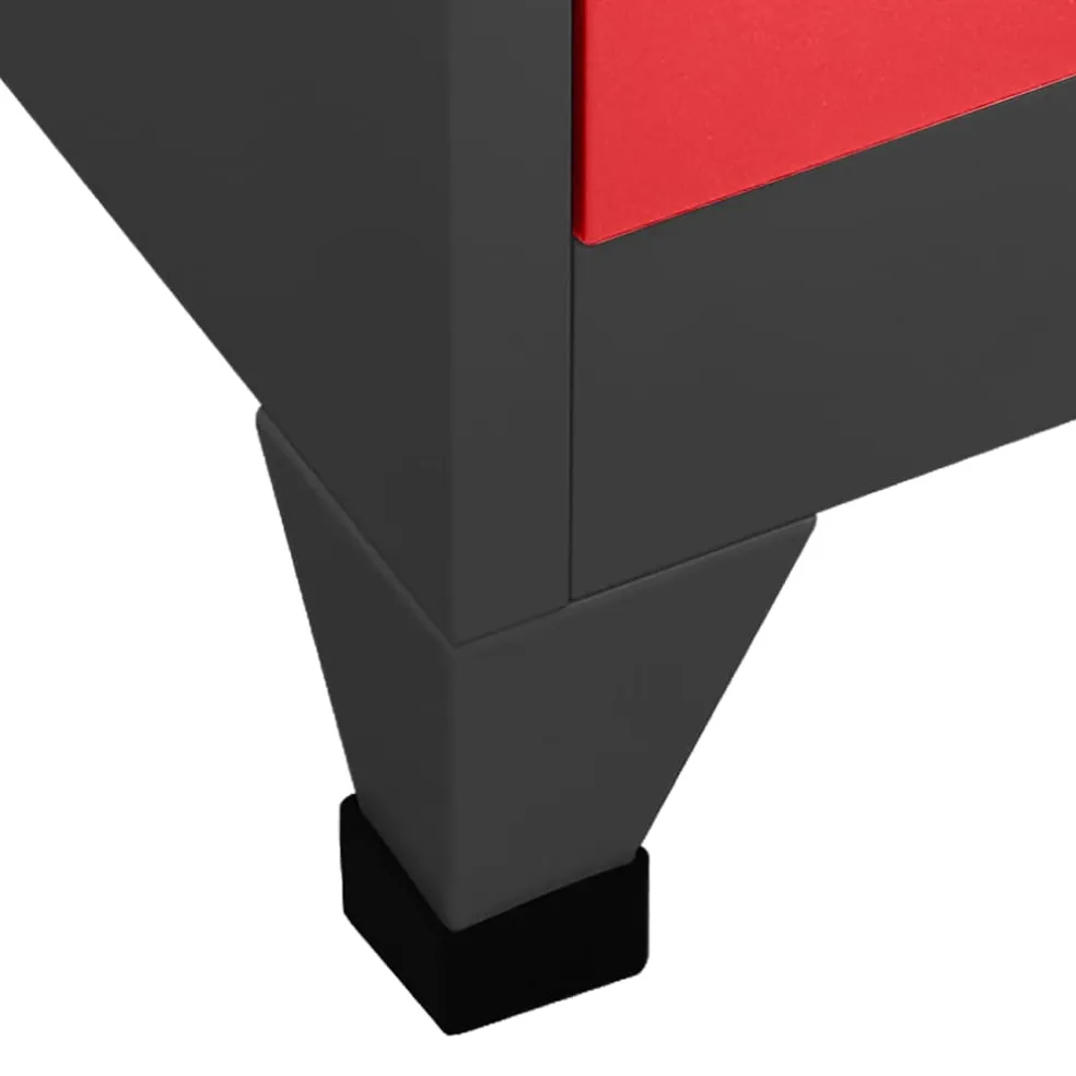 vidaXL Lockerkast 90x40x180 cm staal antracietkleurig en rood