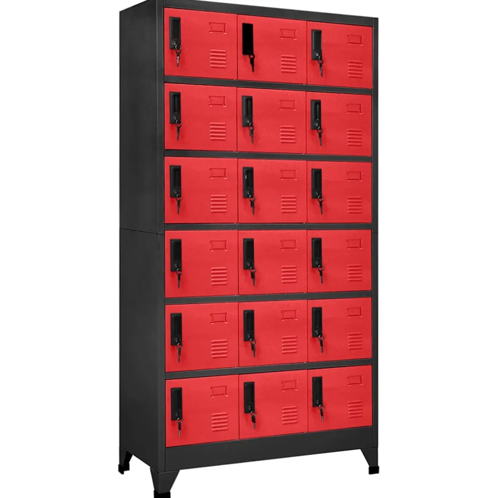 vidaXL Lockerkast 90x40x180 cm staal antracietkleurig en rood