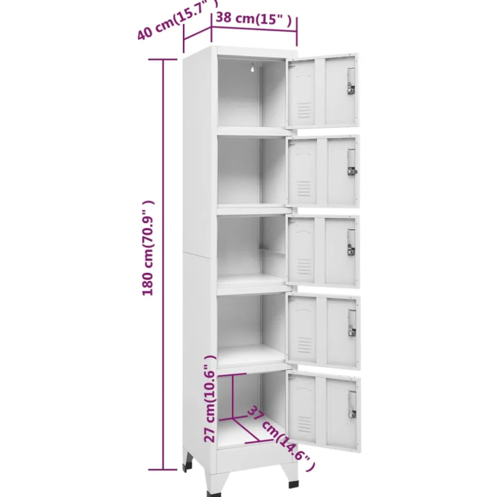 vidaXL Lockerkast 38x40x180 cm staal lichtgrijs