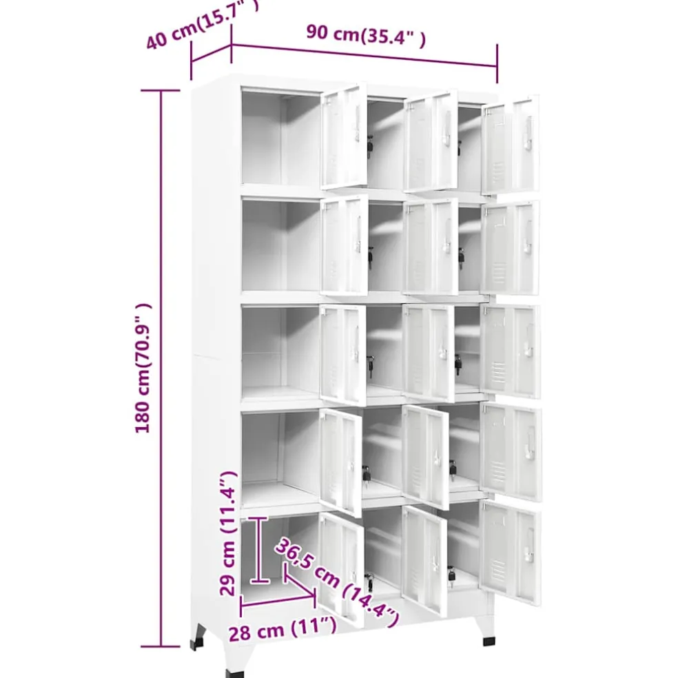 vidaXL Lockerkast 90x40x180 cm staal lichtgrijs
