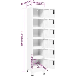 vidaXL Lockerkast 38x40x180 cm staal wit