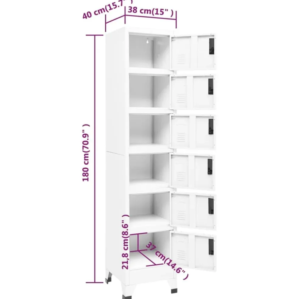 vidaXL Lockerkast 38x40x180 cm staal wit