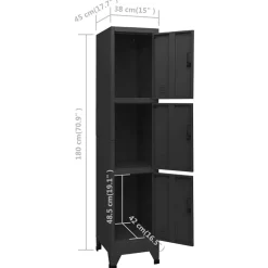 vidaXL Lockerkast 38x45x180 cm staal zwart