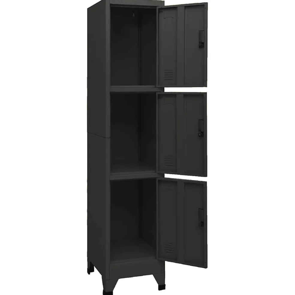 vidaXL Lockerkast 38x45x180 cm staal zwart