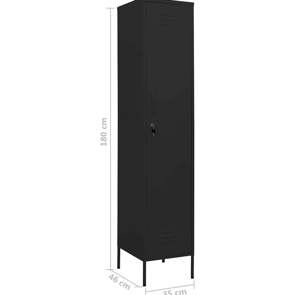 vidaXL Lockerkast 35x46x180 cm staal zwart