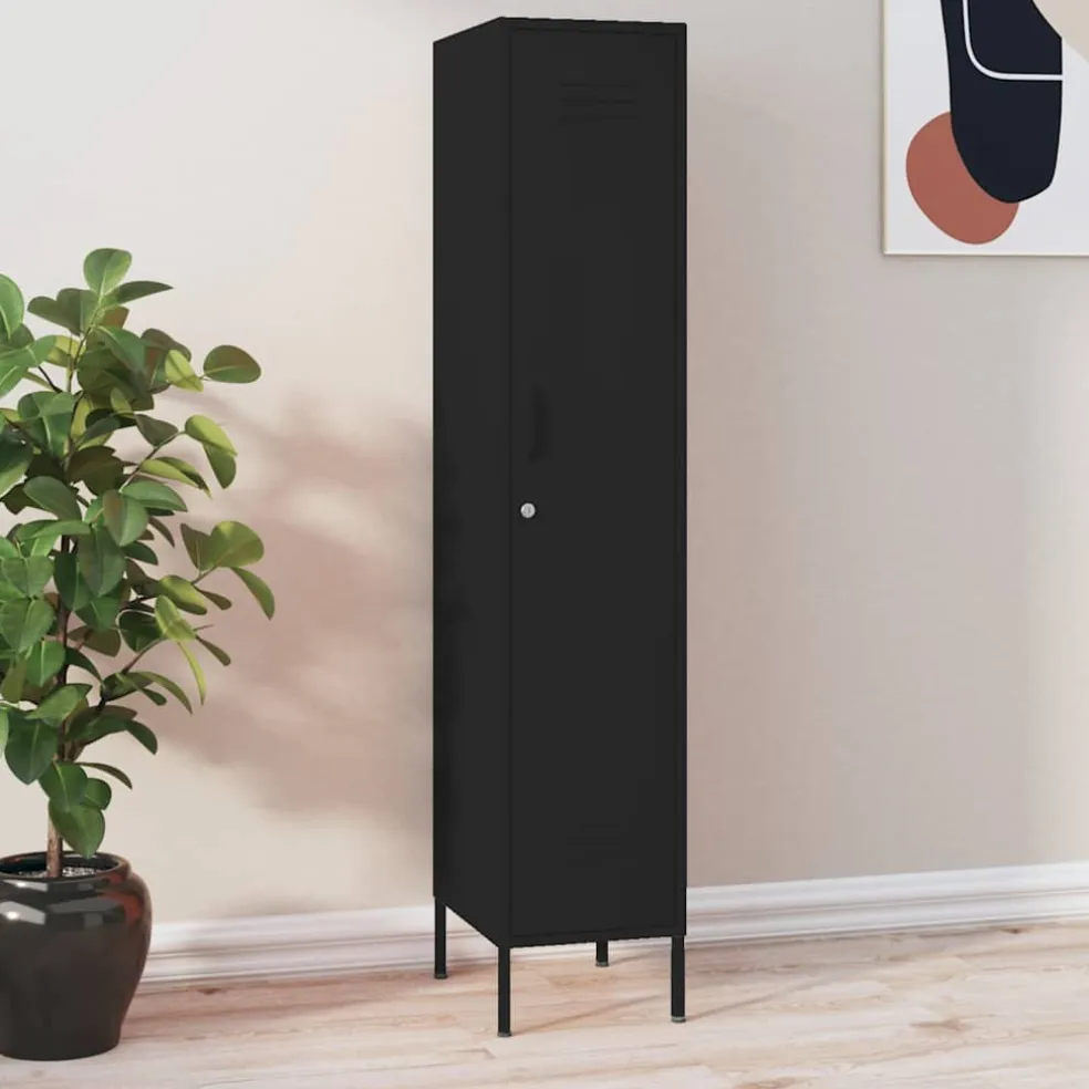 vidaXL Lockerkast 35x46x180 cm staal zwart