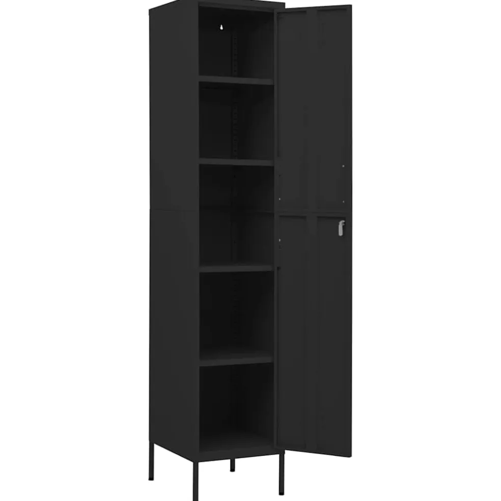 vidaXL Lockerkast 35x46x180 cm staal zwart