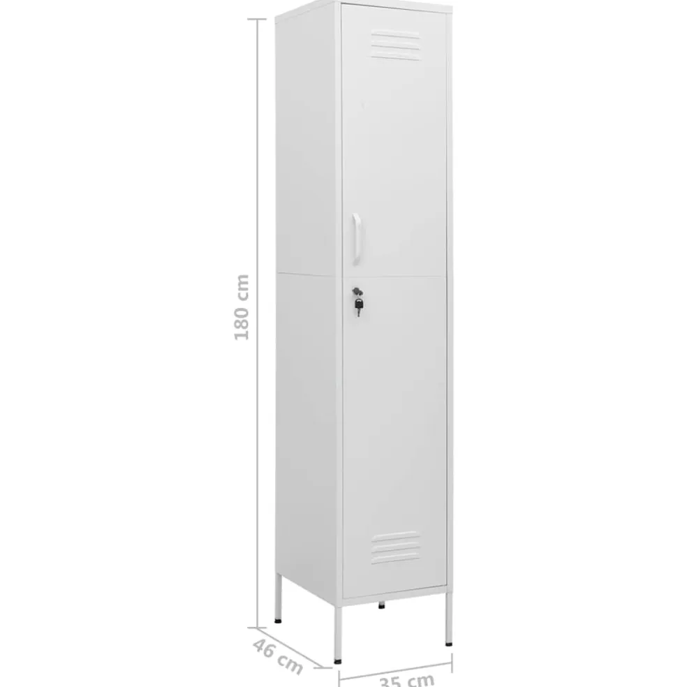vidaXL Lockerkast 35x46x180 cm staal wit
