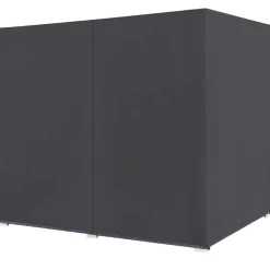 vidaXL Loungebed met gordijnen poly rattan grijs
