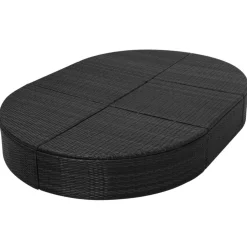 vidaXL Loungebed met kussen poly rattan zwart