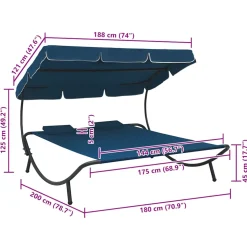 vidaXL Loungebed met luifel en kussens blauw