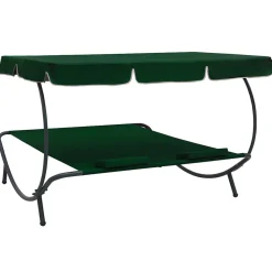 vidaXL Loungebed met luifel en kussens groen