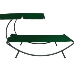 vidaXL Loungebed met luifel en kussens groen