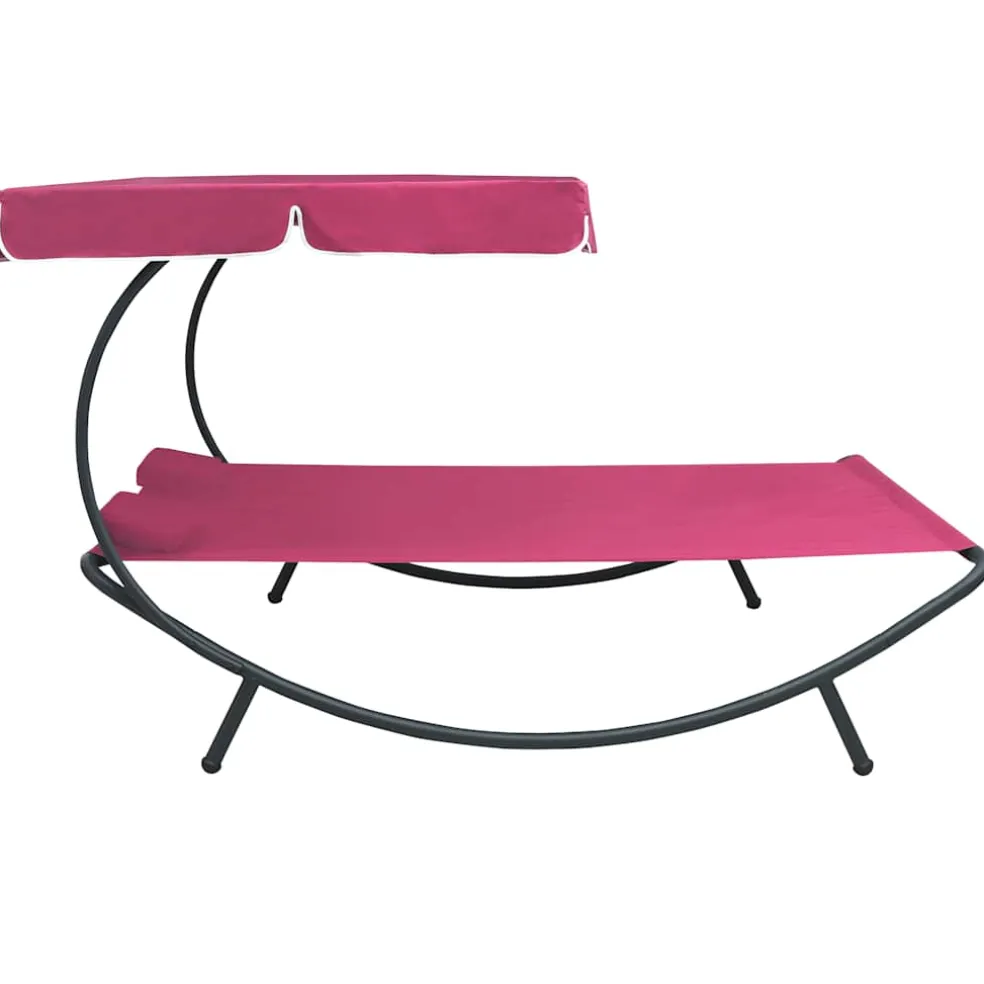 vidaXL Loungebed met luifel en kussens roze