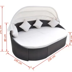 vidaXL Loungebed met luifel poly rattan bruin