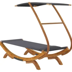 vidaXL Loungebed met luifel 100x190x134 cm gebogen hout antracietkleur
