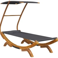 vidaXL Loungebed met luifel 100x200x126 cm gebogen hout antracietkleur