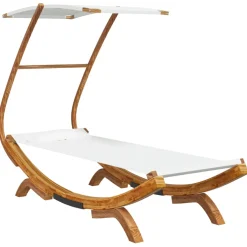 vidaXL Loungebed met luifel 100x190x134 cm massief gebogen hout crème