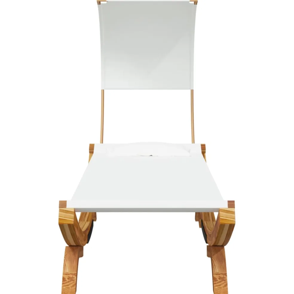 vidaXL Loungebed met luifel 100x200x126 cm massief gebogen hout crème