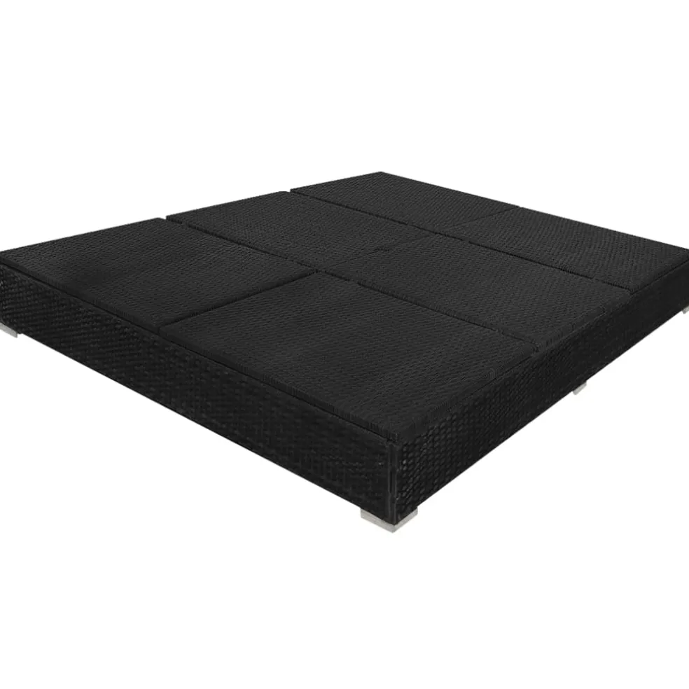 vidaXL Loungebed met parasol poly rattan zwart
