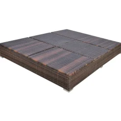 vidaXL Loungebed met parasol poly rattan bruin