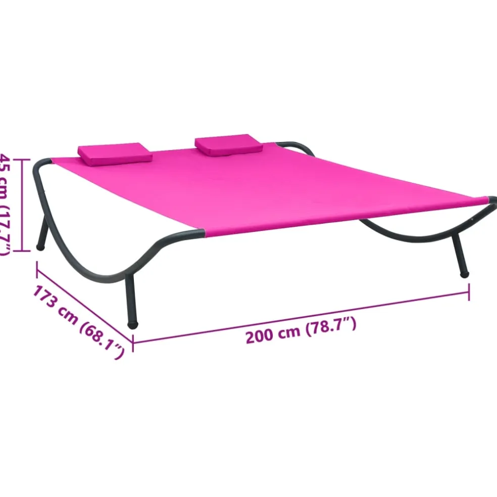 vidaXL Loungebed stof roze