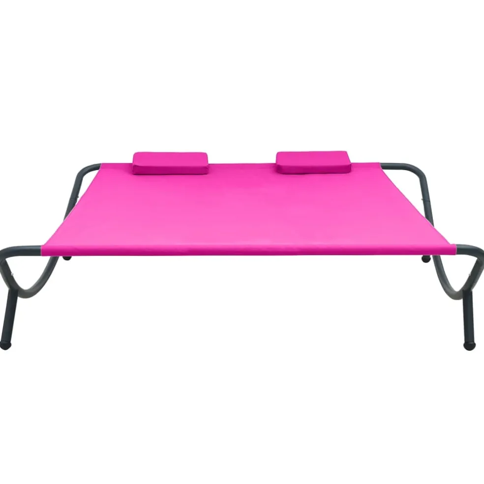 vidaXL Loungebed stof roze
