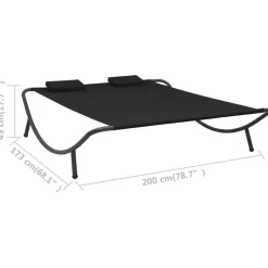 vidaXL Loungebed stof zwart