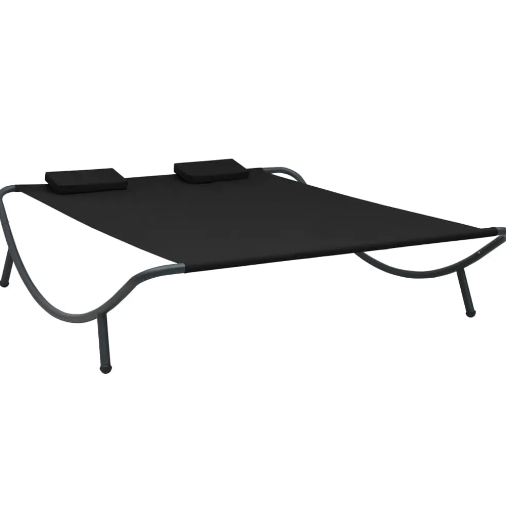 vidaXL Loungebed stof zwart