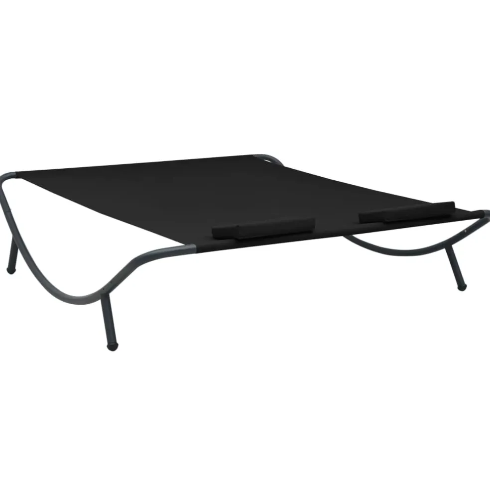 vidaXL Loungebed stof zwart