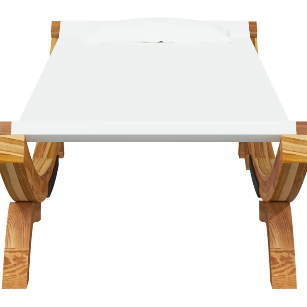 vidaXL Loungebed 100x188,5x44 cm massief gebogen hout crèmekleurig