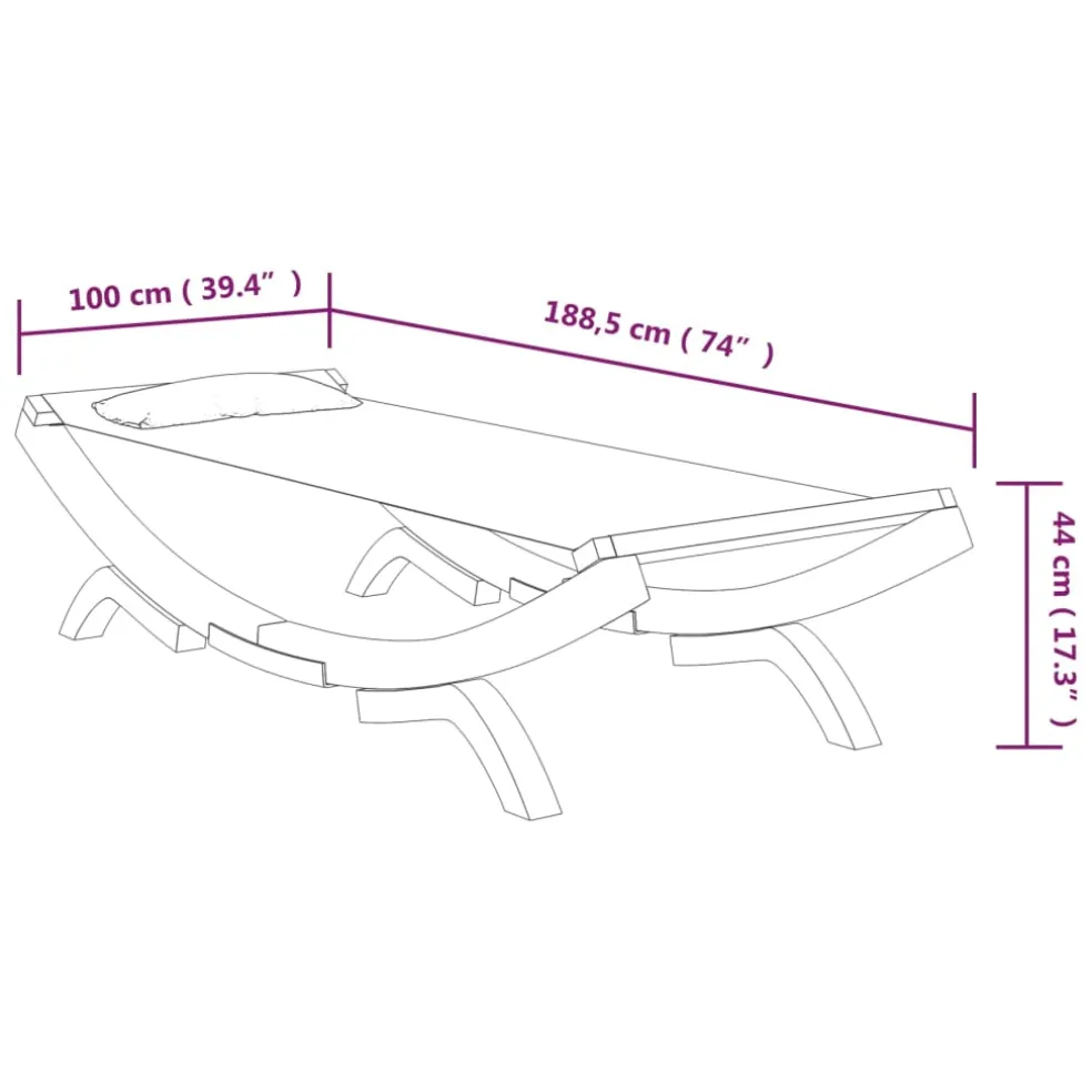 vidaXL Loungebed 100x188,5x44 cm massief gebogen hout crèmekleurig