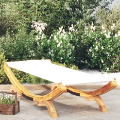 vidaXL Loungebed 100x188,5x44 cm massief gebogen hout crèmekleurig