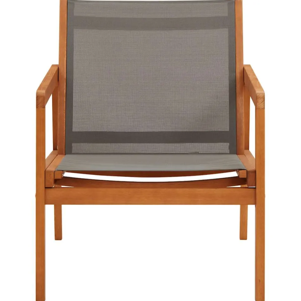 vidaXL Loungestoel massief eucalyptushout en textileen grijs