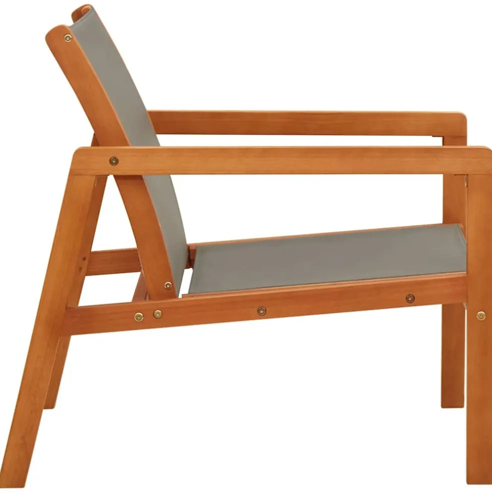 vidaXL Loungestoel massief eucalyptushout en textileen grijs