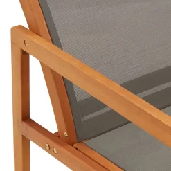 vidaXL Loungestoel massief eucalyptushout en textileen grijs