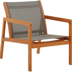 vidaXL Loungestoel massief eucalyptushout en textileen grijs