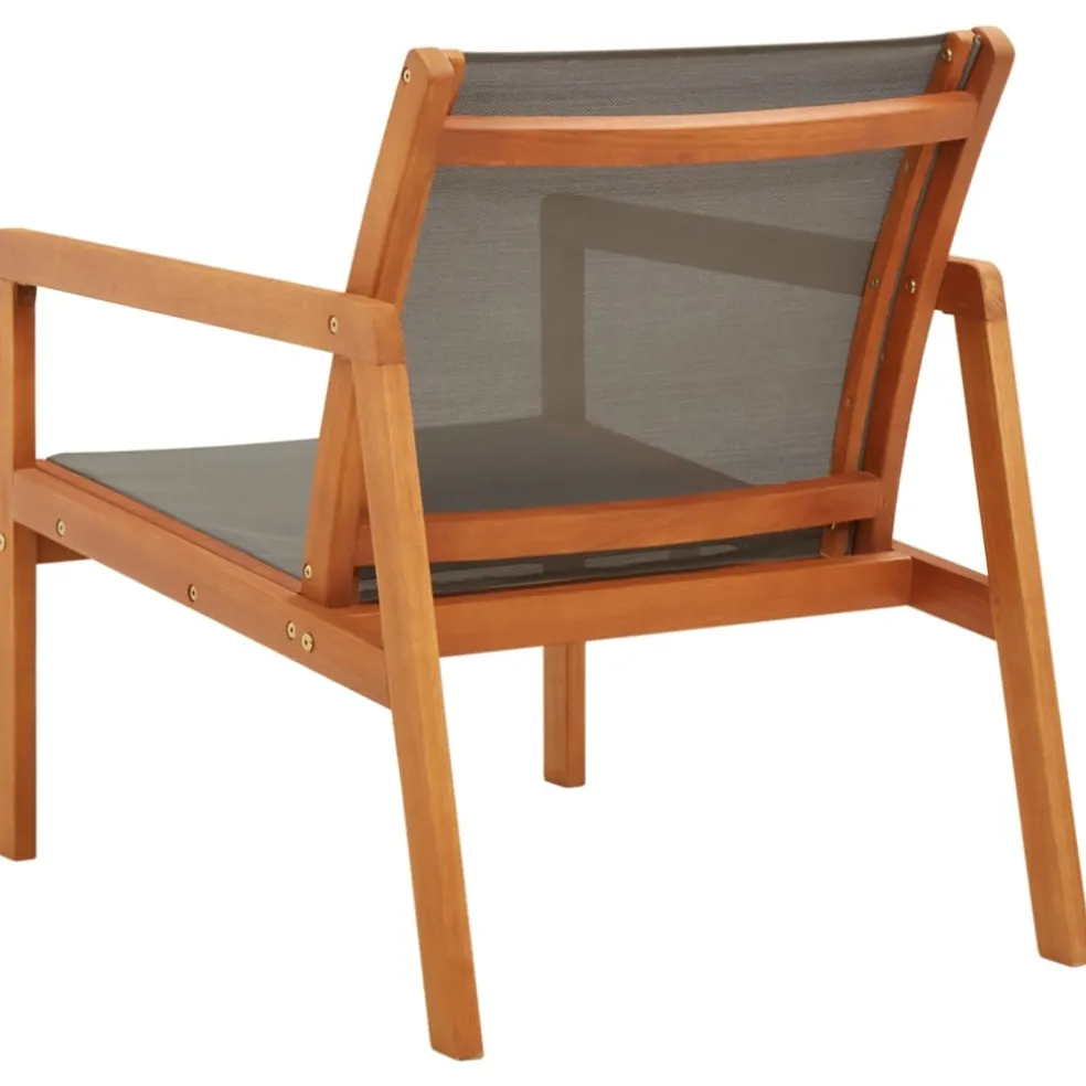 vidaXL Loungestoel massief eucalyptushout en textileen grijs