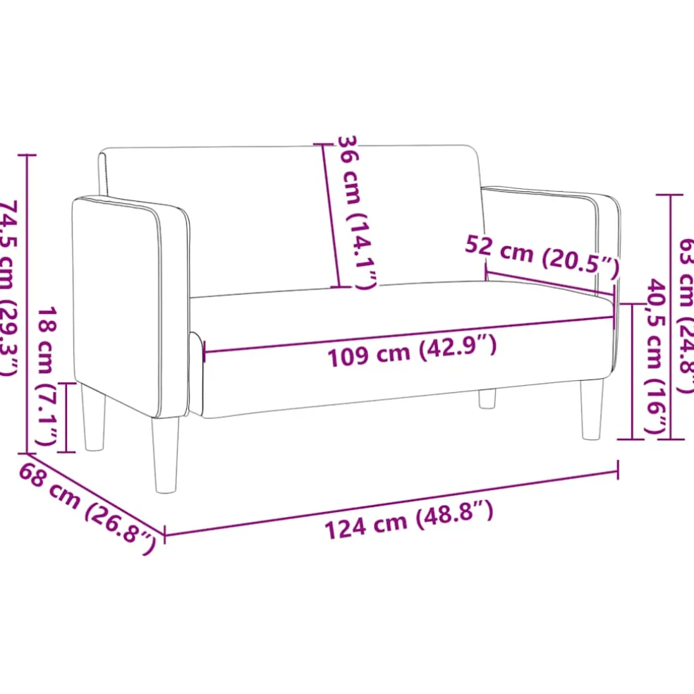 vidaXL Loveseat bank 109 cm corduroy stof donkergrijs