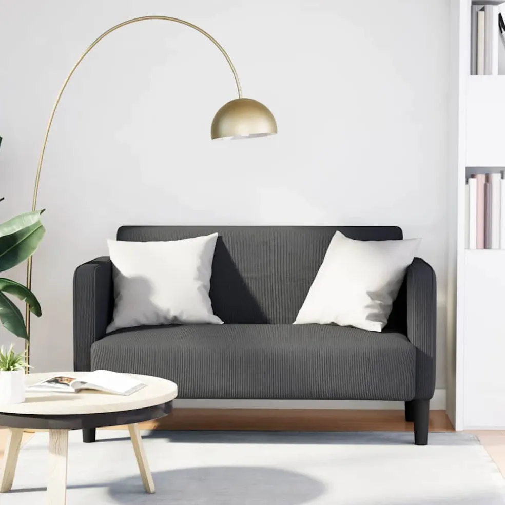 vidaXL Loveseat bank 109 cm corduroy stof donkergrijs