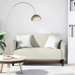 vidaXL Loveseat bank 109 cm fluweel crèmekleurig