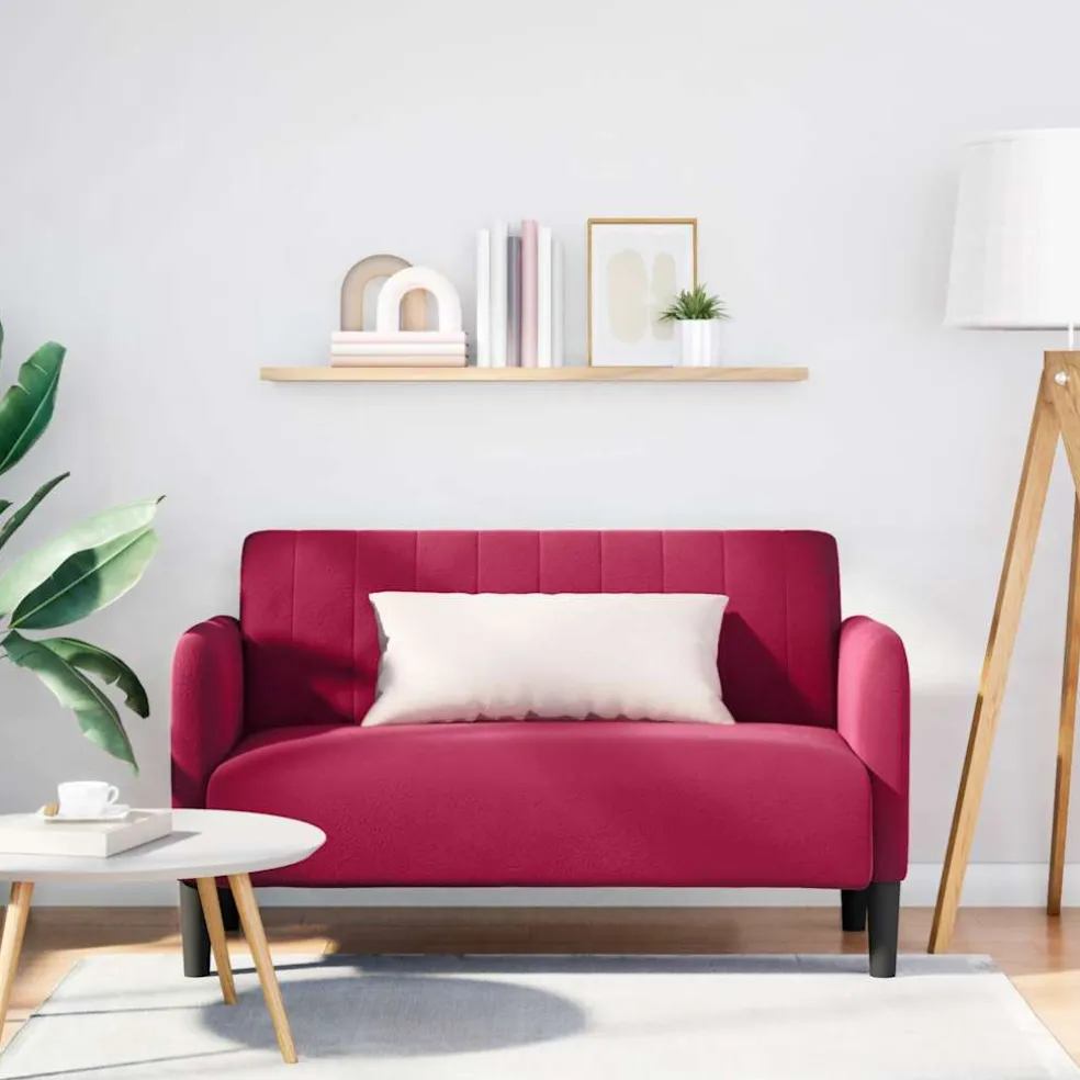 vidaXL Loveseat bank 109 cm fluweel wijnrood