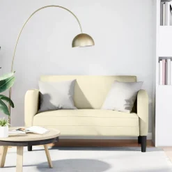 vidaXL Loveseat bank 110 cm kunstleer crèmekleurig