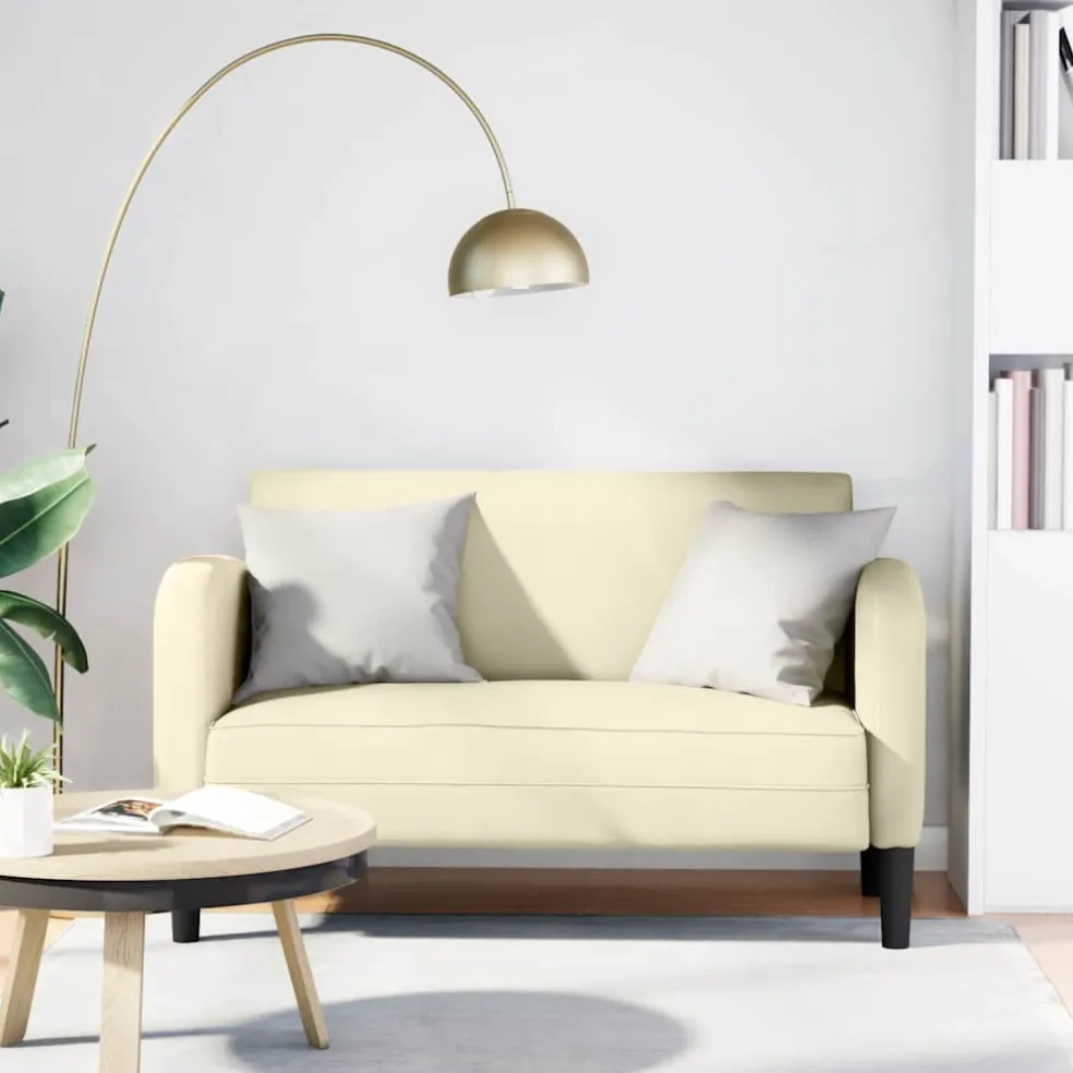 vidaXL Loveseat bank 110 cm kunstleer crèmekleurig