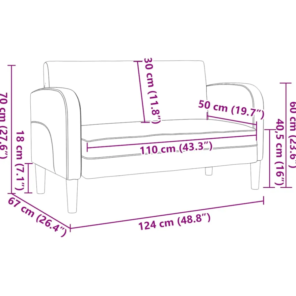 vidaXL Loveseat bank 110 cm kunstleer crèmekleurig
